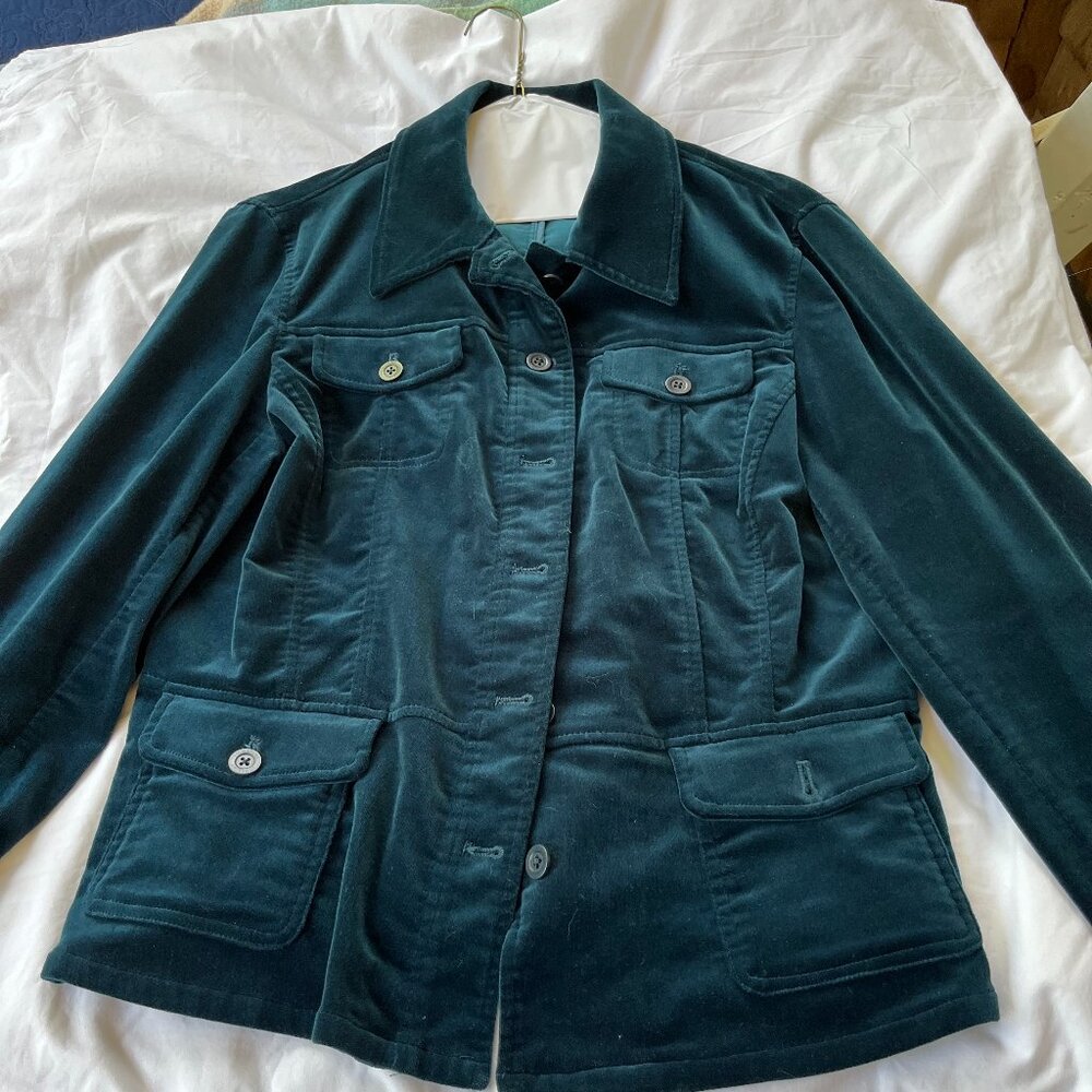 Women's Jones New York Signature Teal Velvet Jacket, Size Large